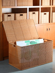 Extra Large Capacity Wicker Weave Storage Box Living Room Plush Toy Clothes Blanket Organizer Basket Nordic Style Plastic Box