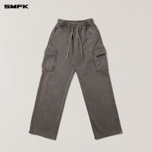SMFK | Vintage Wash Straight Leg Sporty Casual Pants