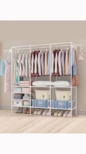 ราวแขวนเสื้อ ราวตากผ้าเหล็ก เเบบเเถวเดียว สองเเถว มีชั้นวางของตะขอเเขวน ใช้ในคอนโด ประหยัดพื้นที่ พร้อมส่ง YR