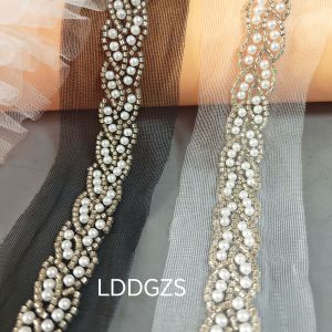 Phụ Kiện May Vá DIY Thủ Công Mới Phong Cách Pearl Trim Viền Ren Trang Trí Cổ Áo Túi Quần Vá Vá Đổi Mới