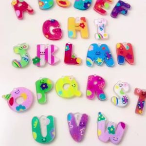 5Pcs Colorful Printed Acrylic Letter Charms Jewelry Making for DIY Bag Charm Bracelet Necklace Pendant Craft Jewelry Supplies