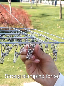 Stainless Steel Drying Rack with 30/40/50 Clips Windproof Ipitan Hanger Ipitan Hangerfor Sock Underwear Clothes
