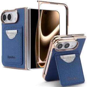 szhaiyu | Luxury Electplating Matte Phone Case For iPhone Duo iPhone 18 Fold With Card Slot Holder Screen Protector Shockproof Cover