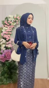 Kebaya Modern Wanita Payet Mewah Wisuda kutubaru Payet Selendang Terbaru rok Songket Lilit - Kebaya Modern Pesta Kondangan Terbaru