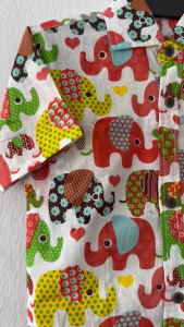 Elephant print cotton boys shirt--Readystock in singapore-boys ethnc wear