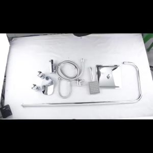 Shower 1 Set Paket Lengkap Wall Mounted Hand Shower Dengan Tiang Bahan Abs dan Stainless Kotak Perak