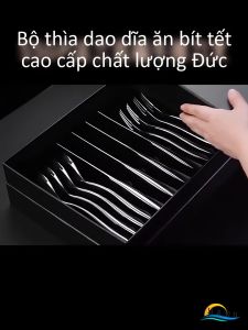 Bộ Dao Nĩa Ăn Steak Bít Tết Tự Đứng Được SSGP Dụng Cụ Ăn Món Tây Inox 304 Lưỡi Dao Răng Cưa Cắt Bò Sắc Ngọt Phong Cách Nhà Hàng Cao Cấp