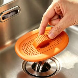 Durable Silicone Sink Drain Stopper Oval Anti Clogging Drain Hair Catcher Non Slip Sink Drain Cover Washbasin