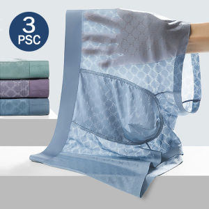 3pcs Boxer Shorts Men Ice Silk Mesh Breathable Cool Seamless Underwear U-Convex Panties