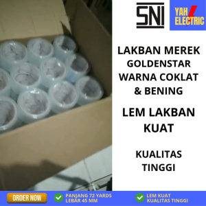 ISOLASI LAKBAN BENING DAN COKLAT PANJANG 72 YARDS DAN LEBAR 45mm MEREK GOLDEN STAR LEM LAKBAN KUAT DAN BERKUALITAS - YAH ELECTRIC