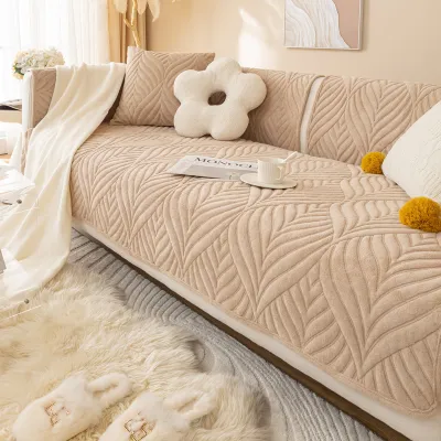 GUANGMANZHI | Bọc Ghế Sofa Mùa Đông Chống Trượt Đơn Giản Màu Solid