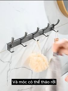 Móc treo đồ đa năng dán tường bằng Nhôm sơn tĩnh điện Xám Tro cao cấp Móc treo đồ nhà tắm có thể điều chỉnh. Hàng chuẩn chất lượng