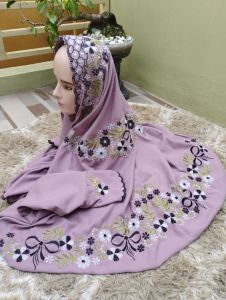 Mukena Dewasa Lajuran Terusan Langsungan Motif Bordir Mukena Santri Pondokan Mukena Kekinian Motif Terbaru Cantik Elegan Bahan Adem Mukena Katun Premium