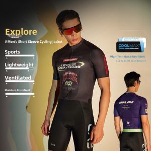 evr | EVR Spring Summer Mens Short Sleeve Cycling Jersey Breathable Quick Dry High Elasticity Road Bicycle Top Moisture Wicking Trendy