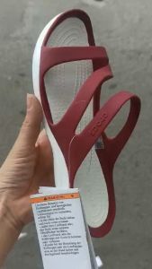 Giày dép crocs(Chính hãng)Dép lê nhựa cross wave màu đỏ mận dành cho nữ