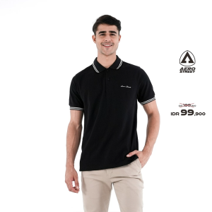 Aerostreet Polo Shirt Kenzy Black Kaos Kerah Poloshirt QFAAA