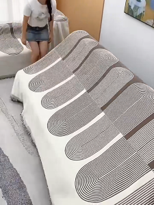 นอร์ดิกผ้าห่มพู่เดียวเต็มรูปแบบสี่ฤดูปลอกโซฟาฝ้ายฝู่ป้องกันรอยขีดข่วนแมวพรมผ้าห่มโซฟา คุณภาพเสริมความสวยคล้องกัน