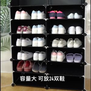 𝗛𝗢𝗩𝗘𝗟𝗦𝗛𝗢𝗣 Rak Sepatu Anti Debu Tertutup Susun Portable Lemari Multifungsi Penyimpanan Serbaguna