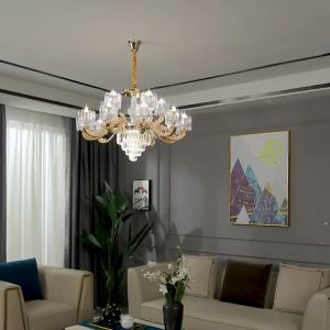 crystal Lightโคมระย้าคริสตัล โคมไฟห้องนั่งเล่น ห้องนอนของโรงแรม โคมระย้าคริสตัลยุโรป โคมไฟขายร้อน โคมไฟเปลี่ยนสี 3สี Ceiling Lights