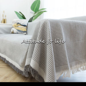 Khăn Sofa Màu Trơn Kiểu Một Mảnh Đơn Giản Khăn Phủ Bọc Toàn Bộ Vải Phủ Sợi Bông Bọc Sofa Khăn Phủ Hình Chữ U Thảm Trang Trí Hoa