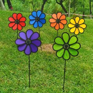 Handheld Outdoor Windmill Toy Eight Leaf Fabric Decorative Prop for Park Scenic Area Advertising Activities Festival Gifts