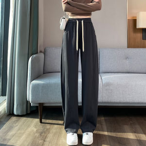 YAMIANNV | Quần Banana Cao Waist Narrow Sọc Mỏng Thoáng Drape Quần Dài Thu Đông