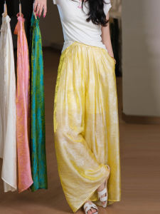 XIAOER | Glimmering Heavyweight Artificial Silk Smooth and Drapy Loose Trousers