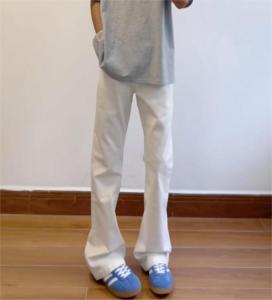 American High Street Vibe Retro White Basic Straight Leg Slimming Long Jeans Mens Loose Fit Summer Regular Waist Trousers