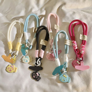 Cute 3D Pendant Fish Shape KT Cat Weaved Nylon Short Style Womens Mobile Phone Strap Universal Shell Creative Anti-fall Wristband Hand Ring