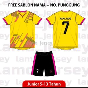 Stelan Jersey anak umur 5-13 tahun free gratis sablon nama nomor punggung