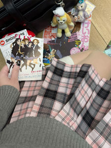 Original Jk Pink Plaid Skirt Womens Gingham Pleated Mini High Waist Autumn 2024 Sweet Style School Uniform Wind Half-length Skirt