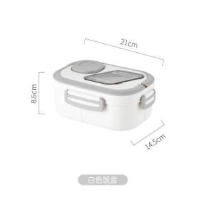 Double layer lunch box with spoon compartment tableware food storage box