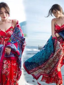 Khăn Choàng Lụa Dài Phong Cách Dân Tộc Mùa Xuân Thu Du Lịch Nghệ Thuật Cho Nữ Khăn Choàng Đi Biển Đa Năng Siêu Lớn