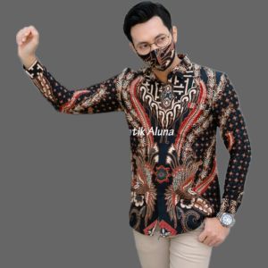 Batik Pria Slimfit Lengan Panjang batik elegan batik mewah batik lengan panjang casual batik Premium SBA 02