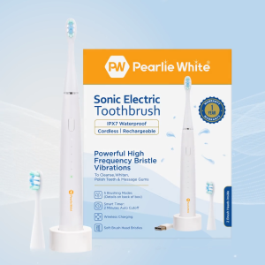 Pearlie White Sonic Electric Toothbrush - Powerful High Frequency Bristle Vibrations 5 Brushing Modes