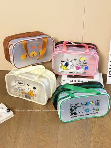 กระเป๋าเครื่องสำอางแบบพกพาขนาดใหญ่ วัสดุ PVC ลายการ์ตูนสำหรับเด็กผู้หญิง กระเป๋าใส่เครื่องมือดูแลตัวเองสำหรับเด็ก