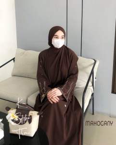 K-StyleThree | Abaya Kanaya Wanita Terbaru 2025 Bahan Ceruty Babydoll Full Furring Model Timbul Garis Garis Mix Payet Varian Warna Lengkap