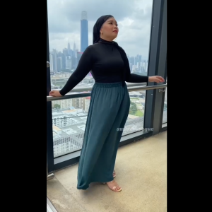 Plus Size (M-3XL) Korea Silk Crepe A-Line Skirt (4890) (SKIRT SAJA)