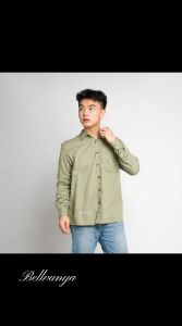 kemeja polos lengan panjang kemeja polos pria kemeja cowok lengan panjang sage