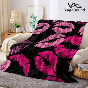 BILIBILI | Pink Lips Flannel Blanket Warm Soft Halloween Christmas Decorative Couch Warm Cozy All-Season Gift