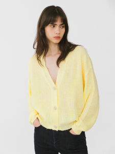 Loose Solid Color V-Neck Soft Chunky Knit Cardigan