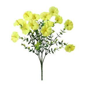 4Bundles Artificial Flowers Fake Silk Morning Glory Flower Eucalyptus Plants UV Resistant Garden Summer House Outdoor Decoration