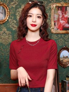 New Arrival Women's Clothing: Chinese Style Ice Silk Knitted T-shirts