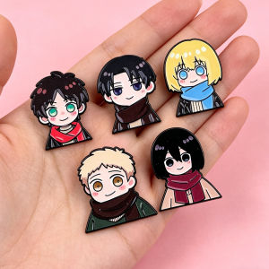 5pcs Cute Boys Enamel Pin Winter Scarf Anime Figures Brooches for Backpack Hat Lapel Cosplay Accessories Toys Gifts Collection