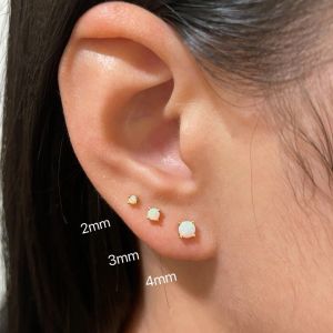 S925 sterling silver opel stud earrings pierced light luxury stud earrings glitter diamond blue opal earrings for women