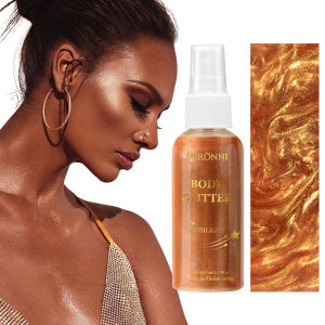 Glow Shimmer SprayWaterproof Liquid Highlighter Body Luminizer with Glitter Makeup For Face & BodyLong-lasting For Festival
