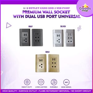 Premium Wall Socket w/ Dual USB Port Universal 1 2 Gang Fast Charging 2 way