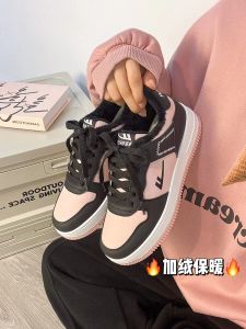 Womens Thickened Fleece Lined Cotton Shoes Fashionable All-Match Warm Winter Cross Buckle Korean Style round Toe Rubber Sole