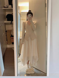 Áo Len Dệt Kim Dài Tay Cổ Chữ V Chéo Phong Cách Hàn Quốc Cho Nữ Áo Lót Thời Trang Thu Đông Chất Liệu Cotton Dáng Ôm Vừa Vặn