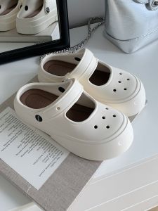Casual Nurse Shoes for Women Summer Anti-Slip Mary Janes Clog Sandals Slip-On Low Heel Flat Bottom EVA Comfortable Footwear